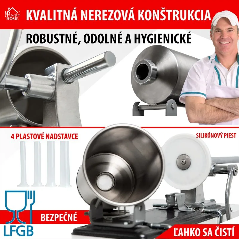 Plnička na klobásy a jaternice Porking SM208, 4 kg, ručná, horizontálna
