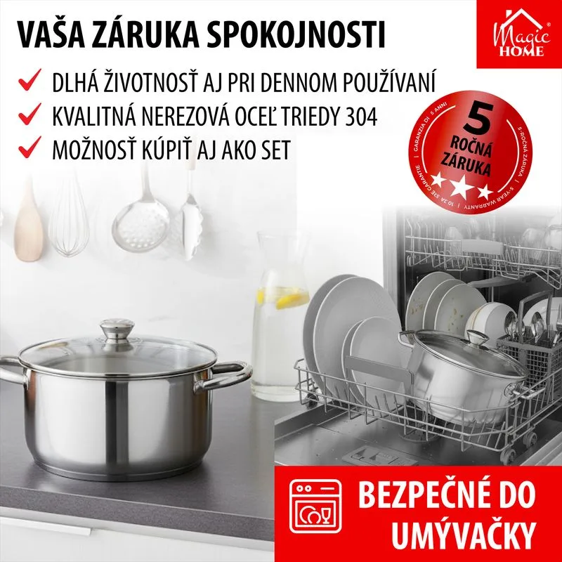 Kastról MagicHome Chloe, hrniec, 26 cm, 6,6 lit., so sklenenou pokrievkou, nerez