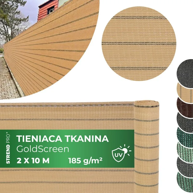 Tieniaca plachta GoldScreen, 90 %, 2,0x10 m, UV odolná, béžová