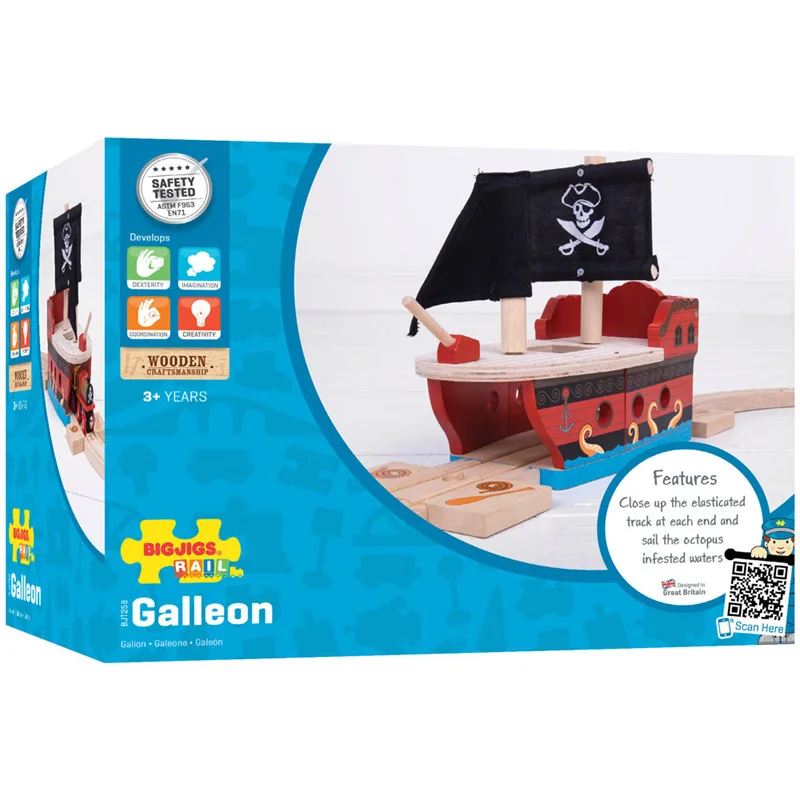 Bigjigs Rail Drevené vláčiky - Pirátska galéra