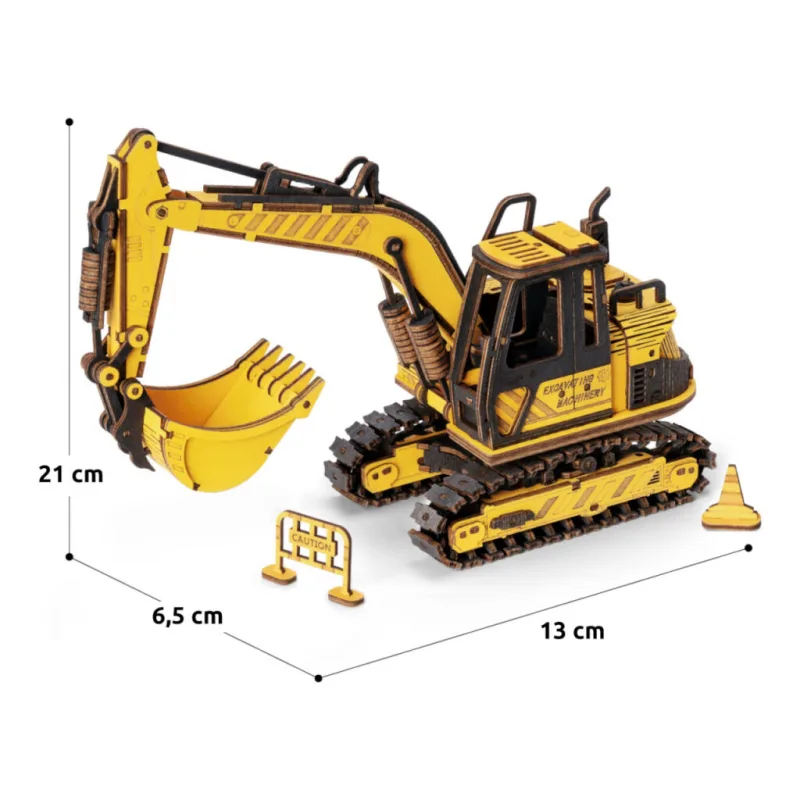 RoboTime Drevené 3D puzzle Bager