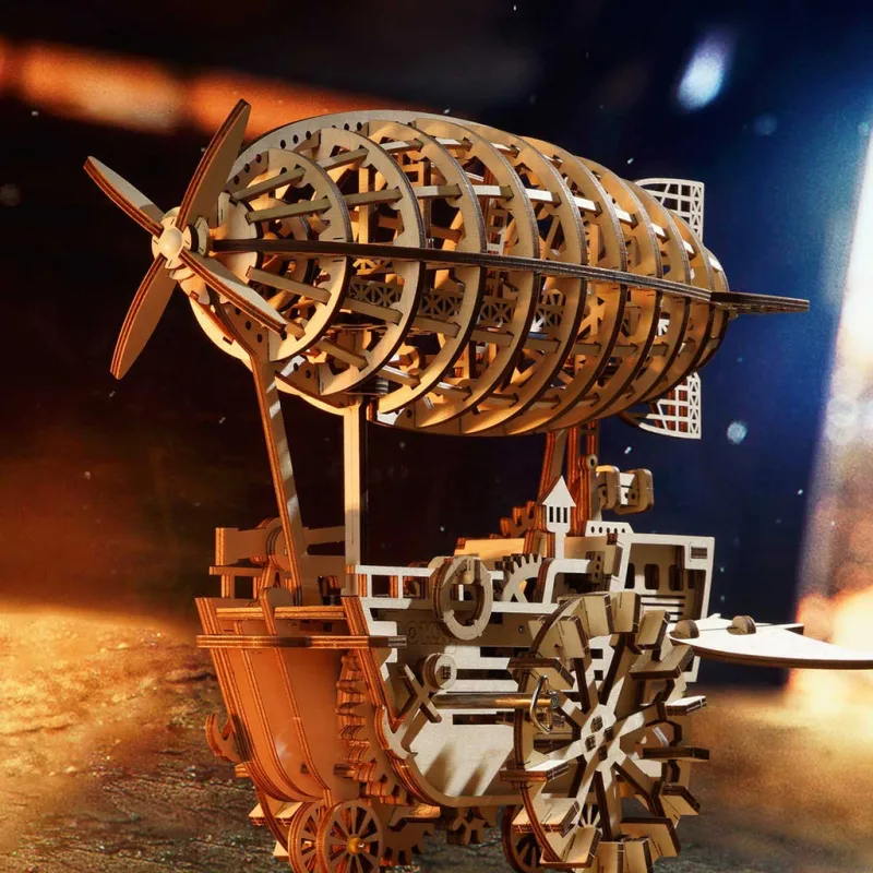 RoboTime Drevené 3D mechanické puzzle Fantastická vzducholoď 229 ks