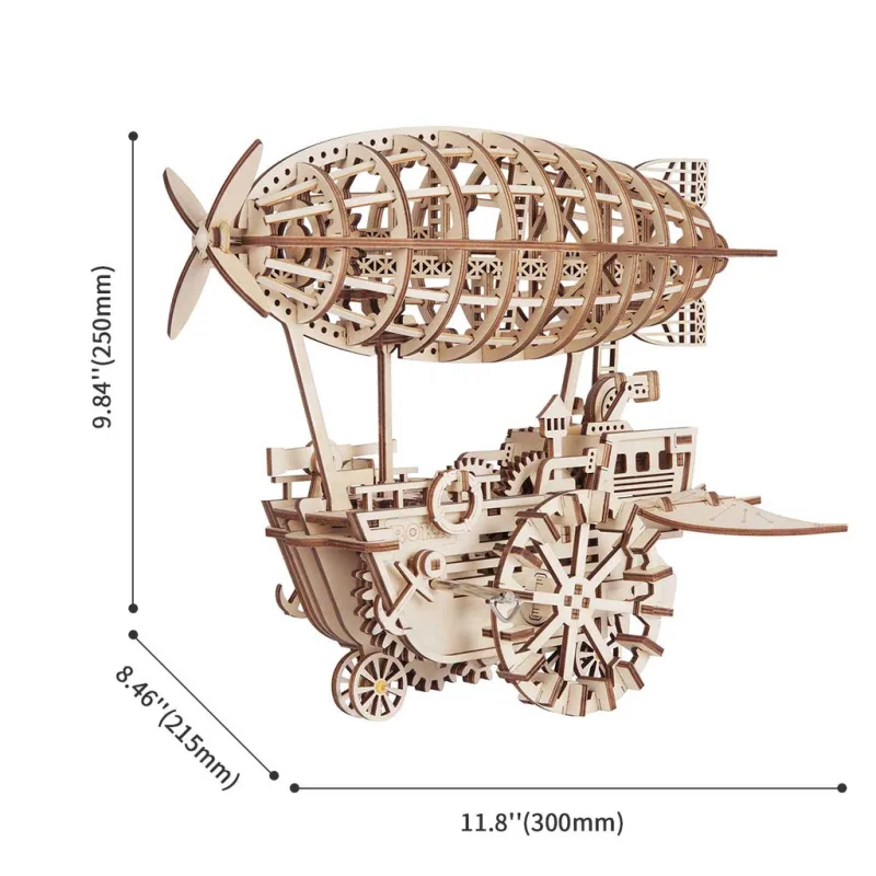 RoboTime Drevené 3D mechanické puzzle Fantastická vzducholoď 229 ks