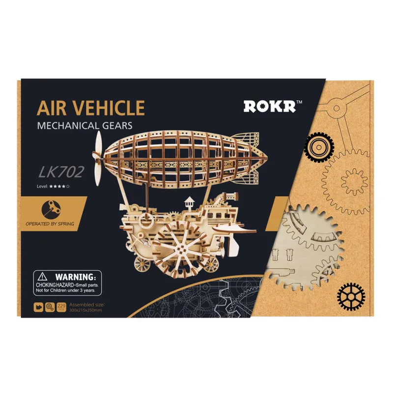 RoboTime Drevené 3D mechanické puzzle Fantastická vzducholoď 229 ks