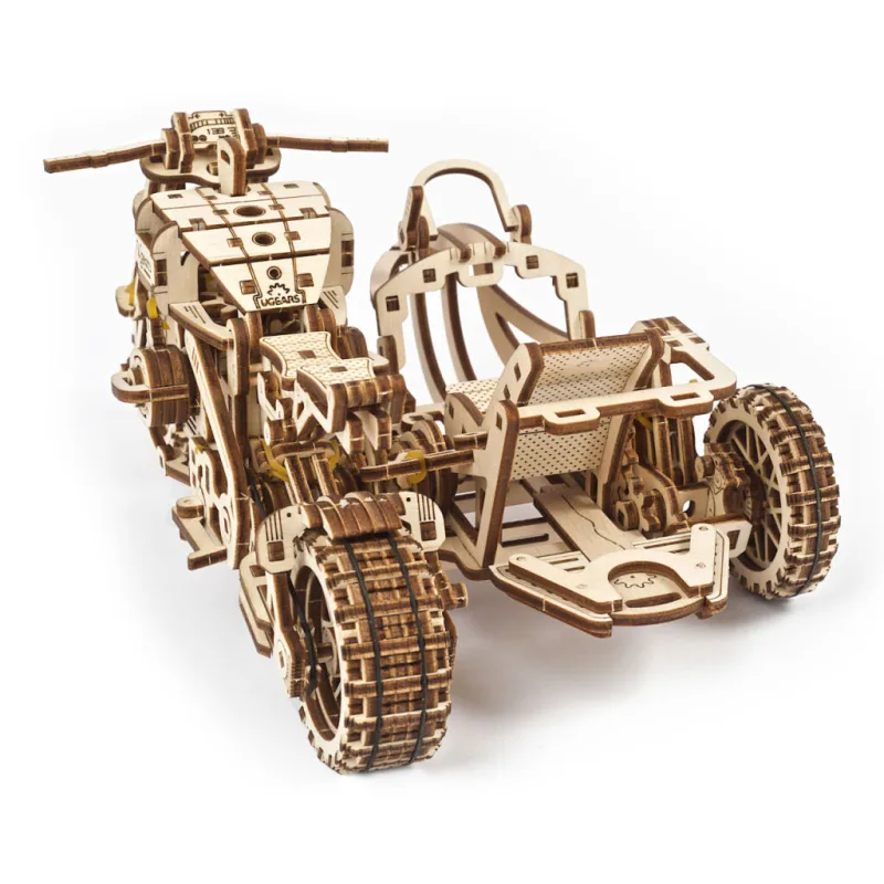 Ugears 3D mechanické puzzle - UGR-10 Motorka Scrambler s vozíkom 380 ks