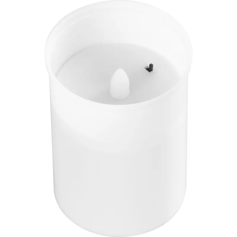 Kahanec na hrob s LED sviečkou, biely, 12 cm, plápolajúci plameň