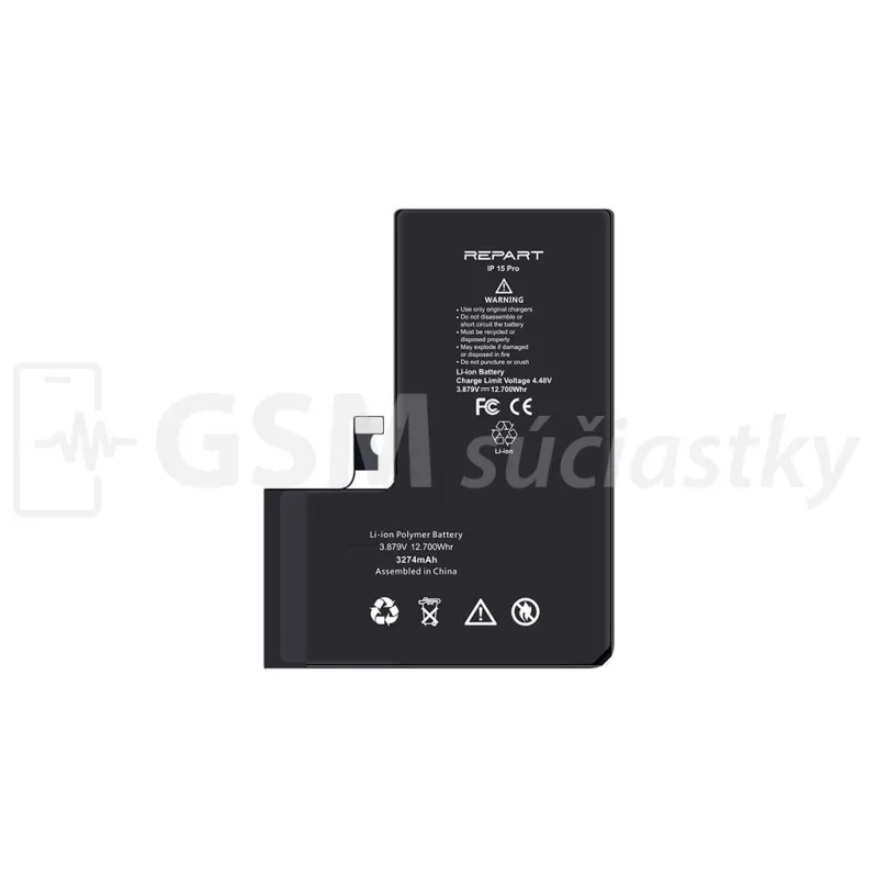 Apple iPhone 15 Pro – Batéria 3 274 mAh (Zobrazuje zdravie)