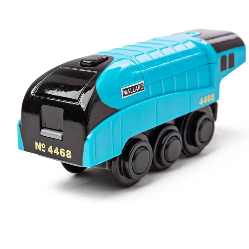 Bigjigs Rail Drevené vláčiky - Elektrická lokomotíva modrá Mallard
