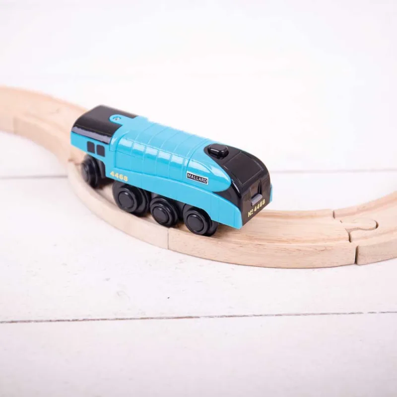Bigjigs Rail Drevené vláčiky - Elektrická lokomotíva modrá Mallard