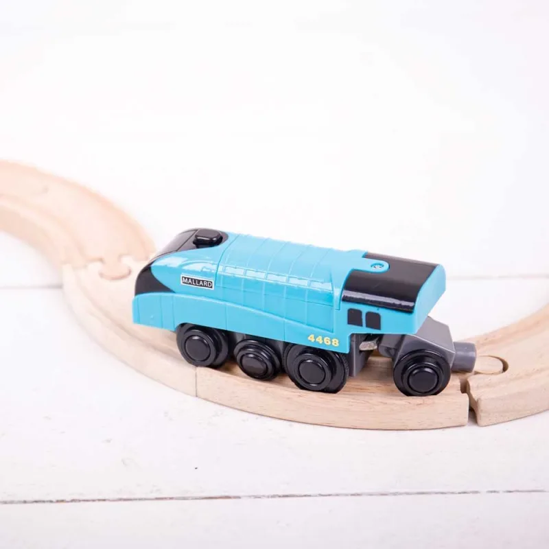 Bigjigs Rail Drevené vláčiky - Elektrická lokomotíva modrá Mallard