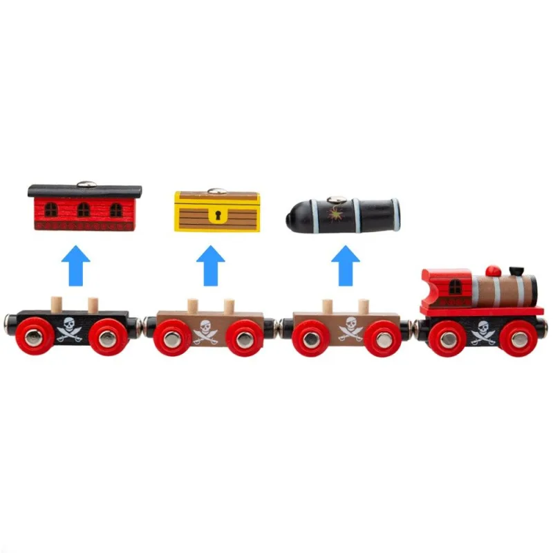 Bigjigs Rail Drevené vláčiky - Pirátsky vlak + 3 koľaje