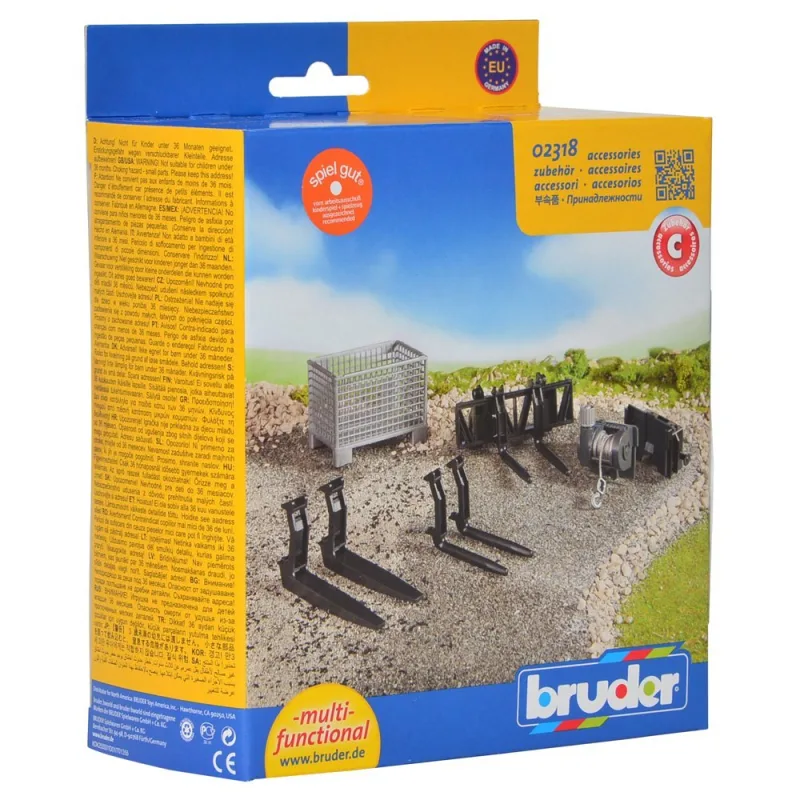 Bruder 2318 Príslušenstvo paleta, naviják a vidly pre nakladač