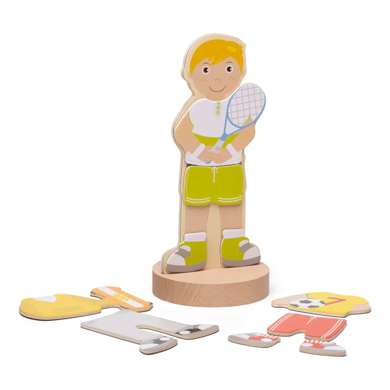 Bigjigs Toys Magnetické obliekacie puzzle Športové aktivity