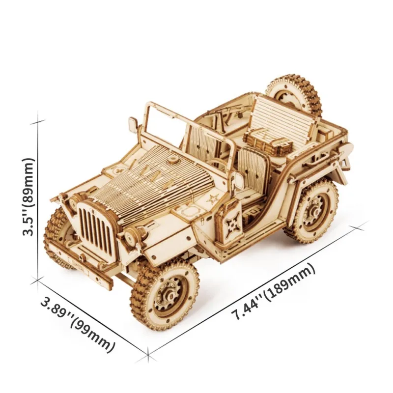 RoboTime Drevené 3D puzzle Vojenský jeep 369 ks