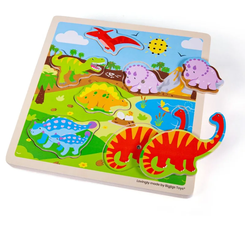 Bigjigs Toys Vkladačka so zvukom Dinosaury