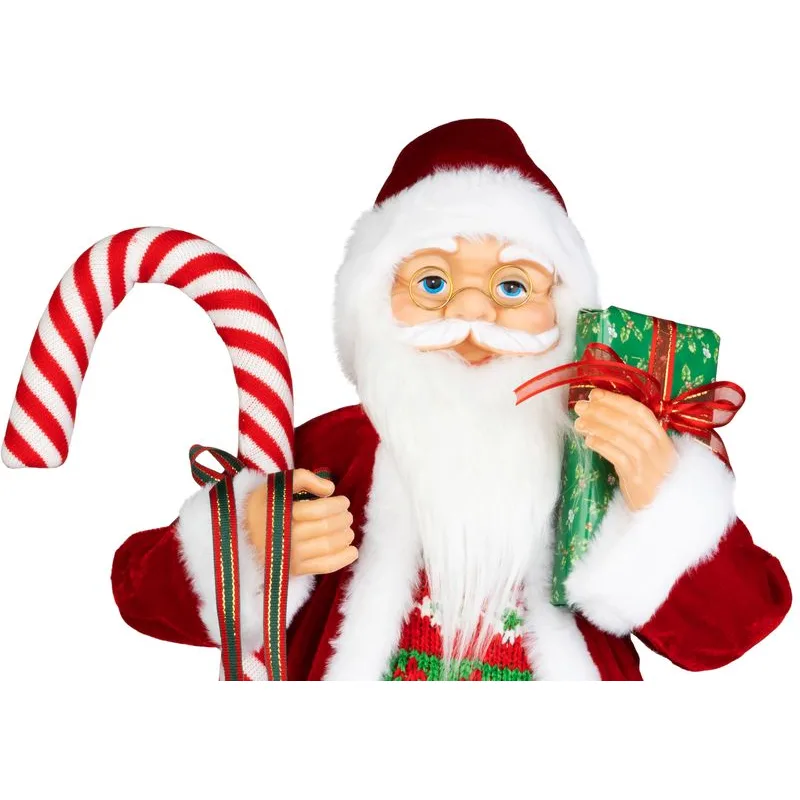 Vianočná dekorácia Santa, s darčekom, červený, 60 cm