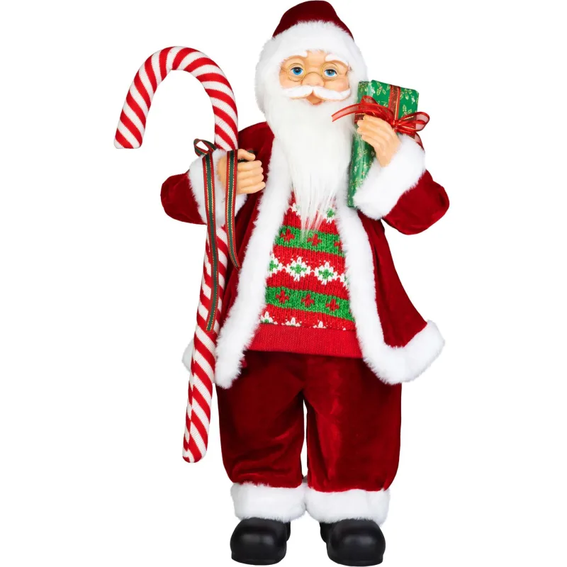 Vianočná dekorácia Santa, s darčekom, červený, 60 cm