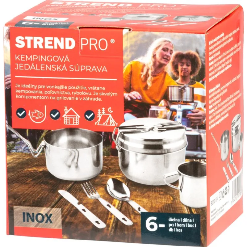 Set Strend Pro Grill kempingová jedálenská súprava, nerez 13/15 cm