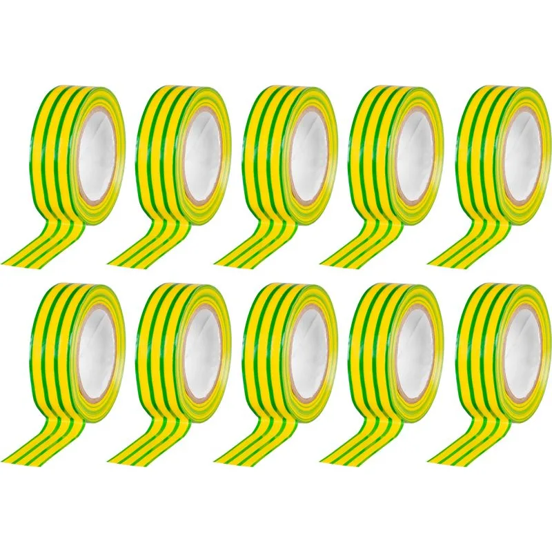 Izolačná páska 19 mm x 10 m, zelenožltá, PVC, balenie 10 ks