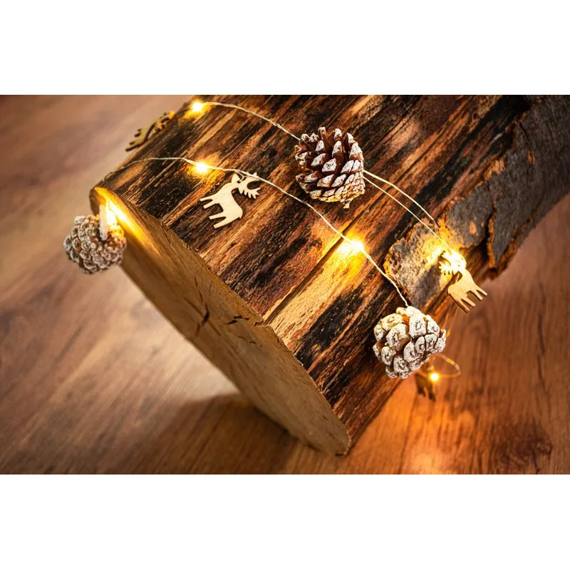 Vianočné osvetlenie reťaz Pine, 20 LED, teplá biela, 1,9 m