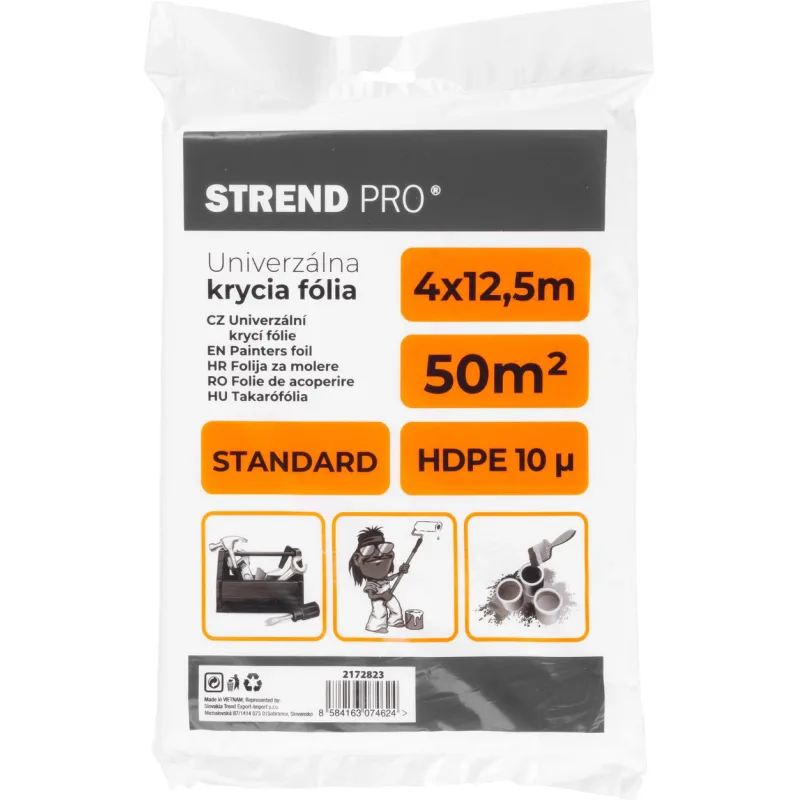 Fólia krycia Standard 4x12,5 m, maliarska, 10 µ, zakrývacia