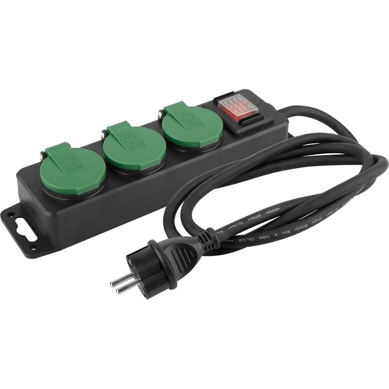 Predlžovací kábel FS0701, 5 m, 3× zásuvka + vypínač, IP44