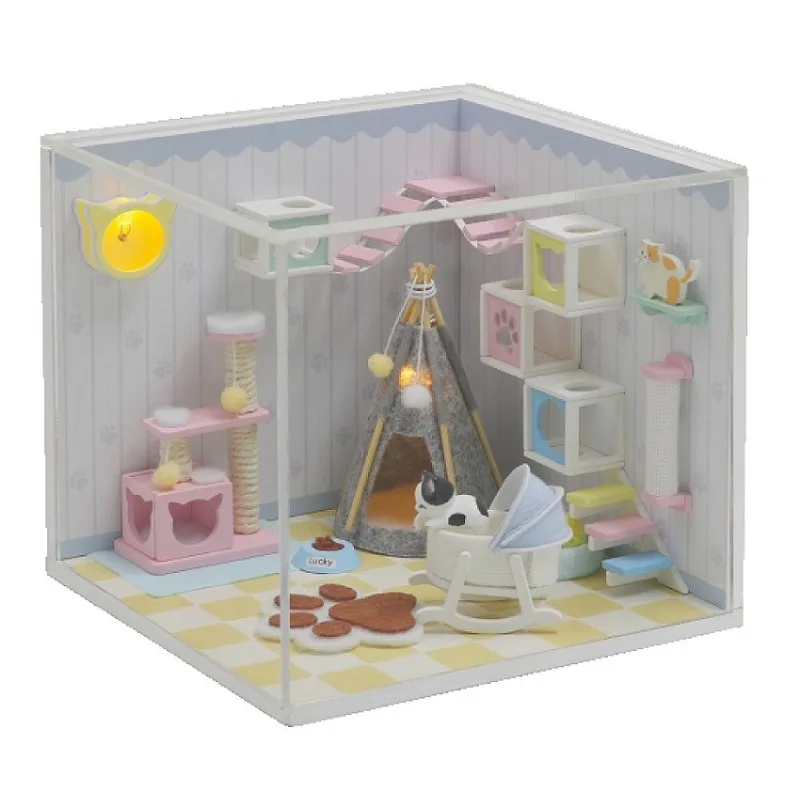 Dvěděti Miniatúra domčeka Domov mačičky Mňau
