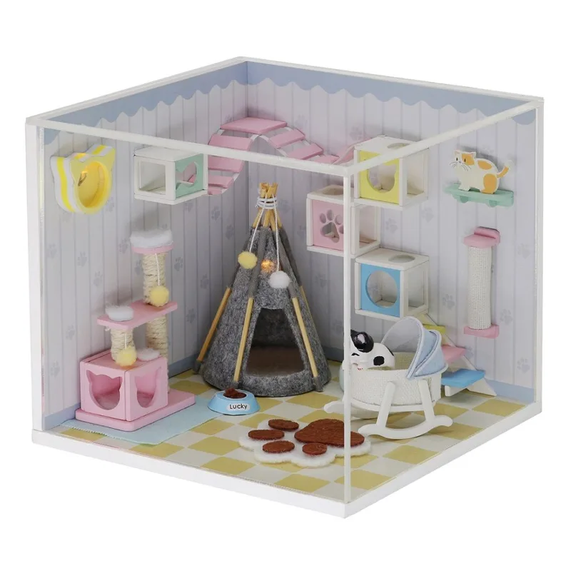 Dvěděti Miniatúra domčeka Domov mačičky Mňau