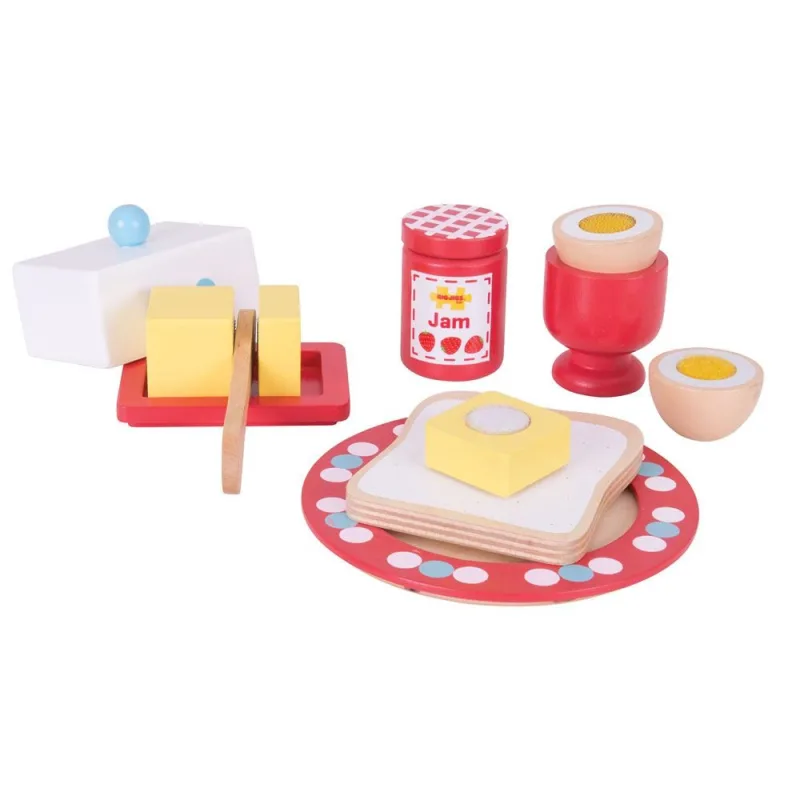 Bigjigs Toys Drevený set s bodkami Raňajky