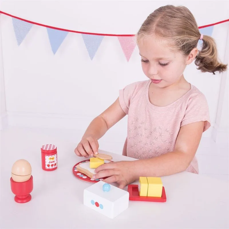 Bigjigs Toys Drevený set s bodkami Raňajky