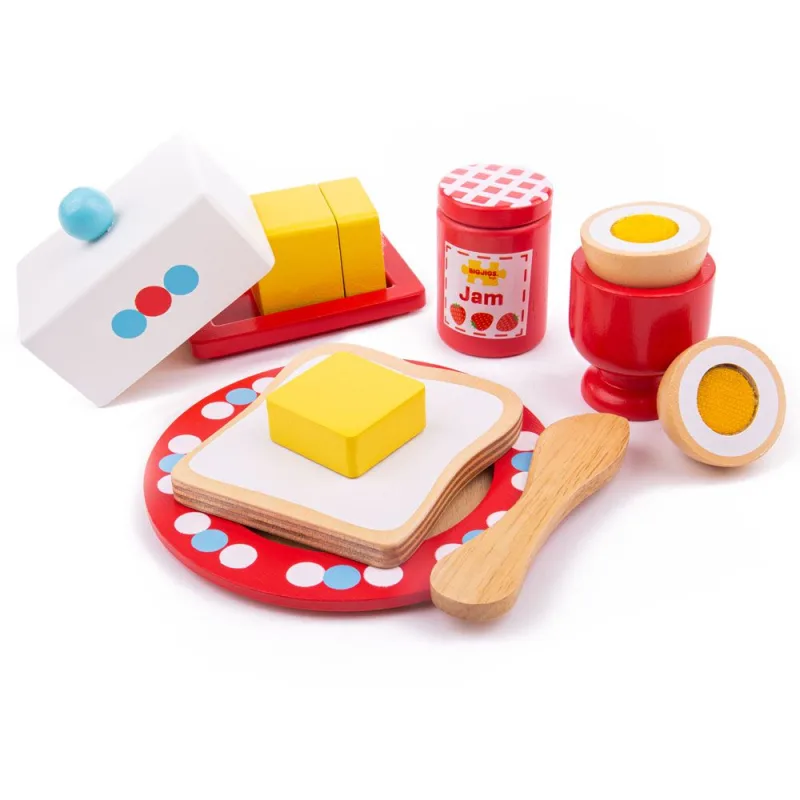 Bigjigs Toys Drevený set s bodkami Raňajky