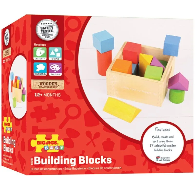 Bigjigs Toys Prvé drevené kocky Set 17 ks