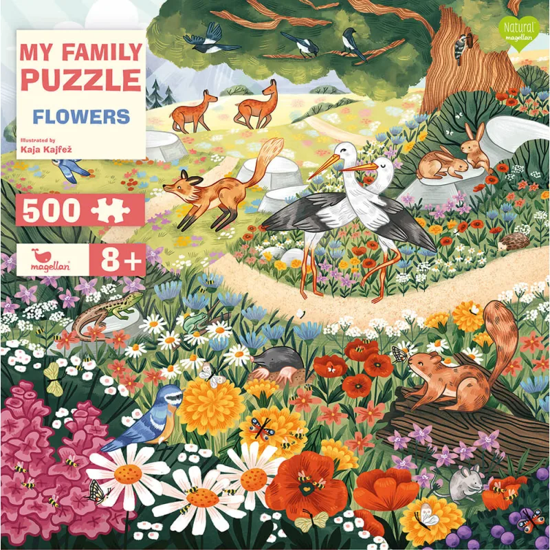 Rodinné puzzle Kvety a lesné zvieratká 500 dielov