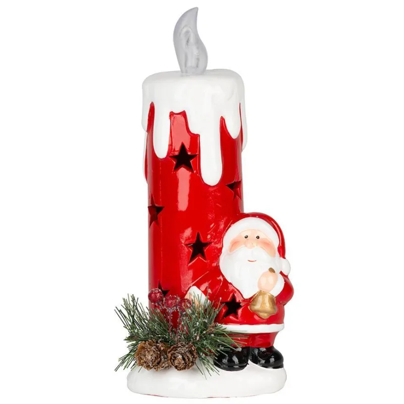 Vianočná dekorácia Sviečka so Santom, 1 LED, terakota, 21,5 cm
