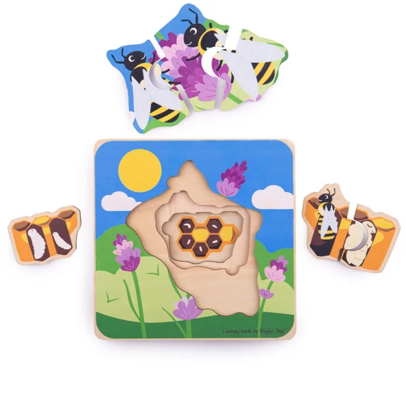 Bigjigs Toys Vkladacie puzzle Životný cyklus včely
