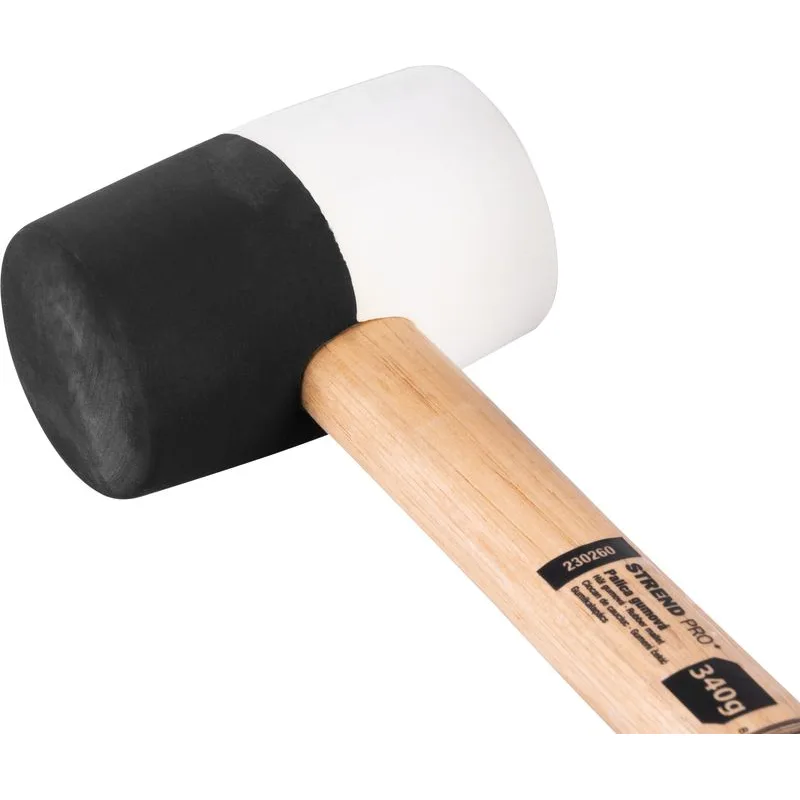 Gumené kladivo BlackWhite, 340 g, drevená rúčka, 290 mm