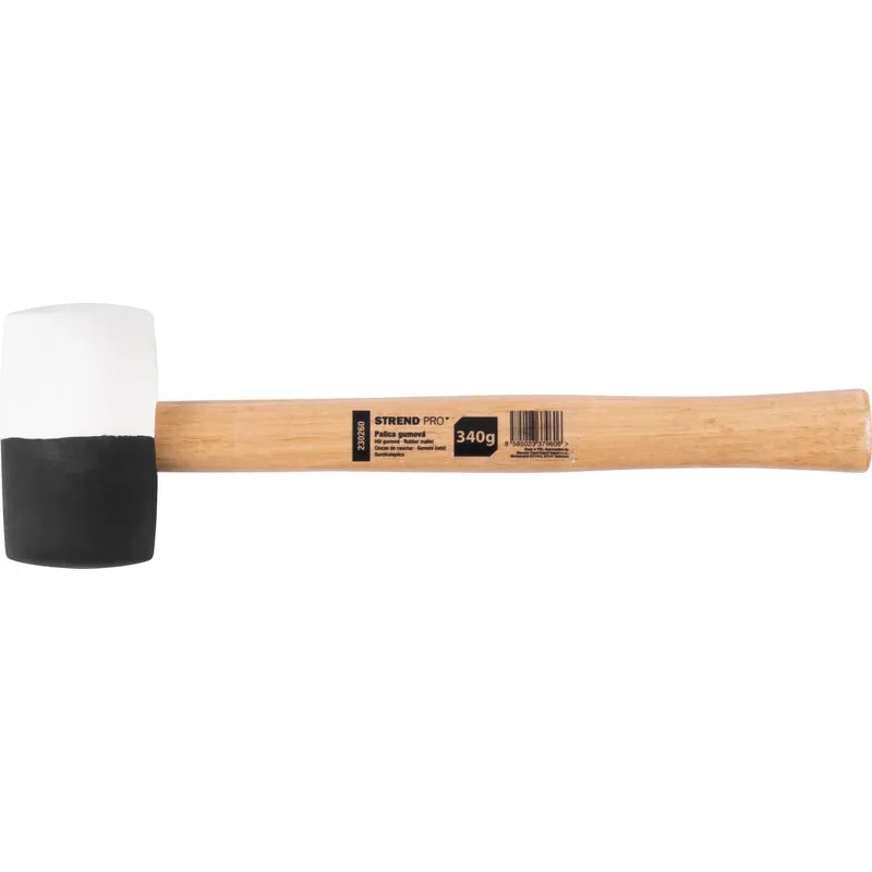 Gumené kladivo BlackWhite, 340 g, drevená rúčka, 290 mm