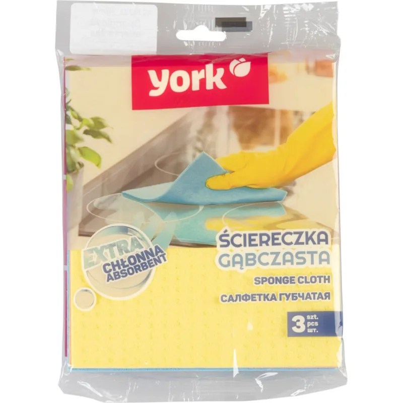Utierka York 024010, kuchynská, švédska špongia, 17x15 cm, bal. 3 ks