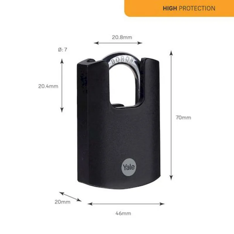 Zámok Yale Y121B/40/125/1 – High Security, čierny, 46 mm