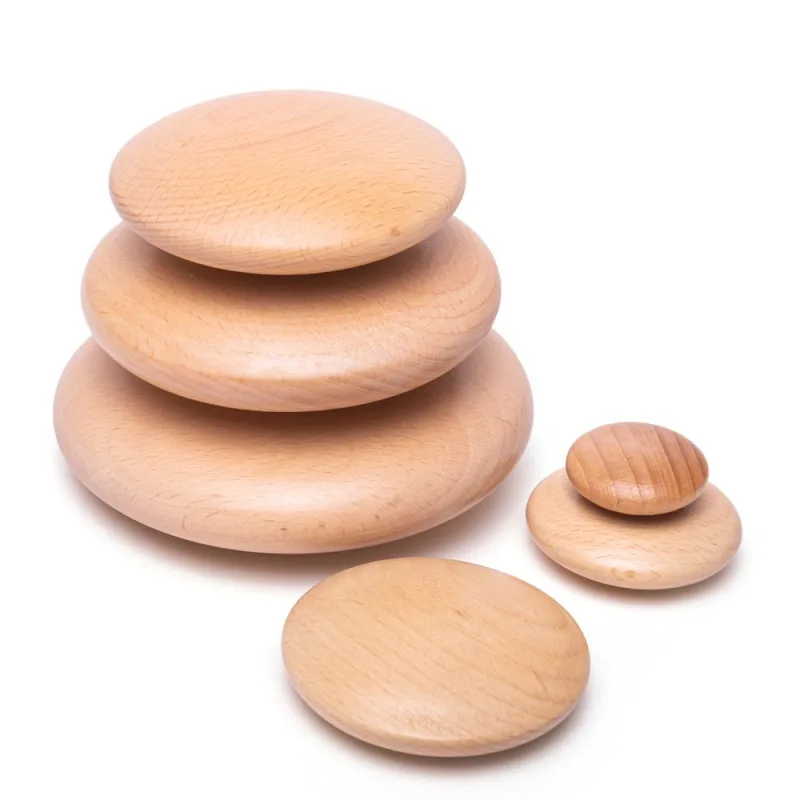 Bigjigs Toys Nasadzovanie okruhliakov, prírodné