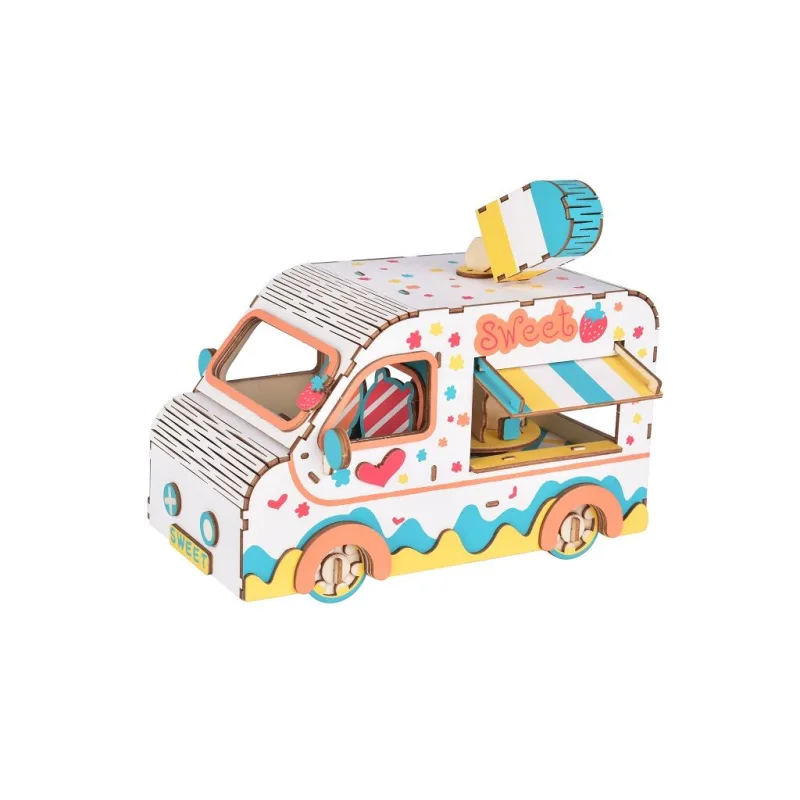 Woodcraft Drevené 3D puzzle Zmrzlinárske auto