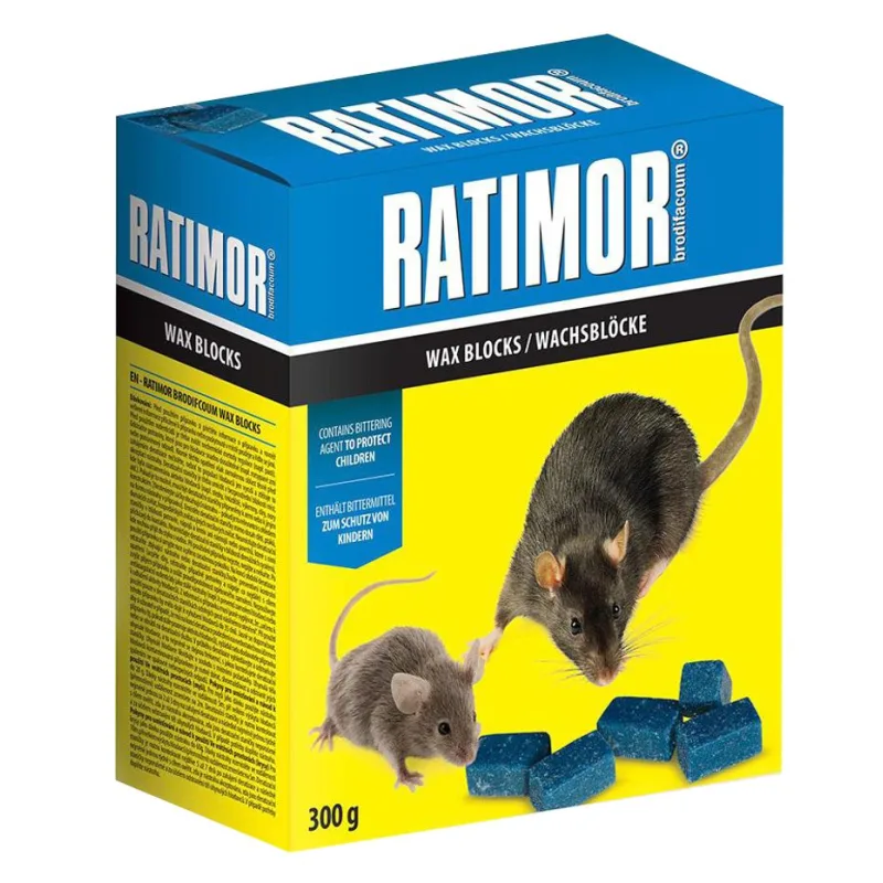 Návnada na myši a potkany RATIMOR Brodifacoum wax blocks – 300 g