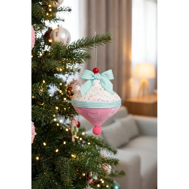 Vianočná dekorácia Candy Line, ružová, 15 cm, závesná