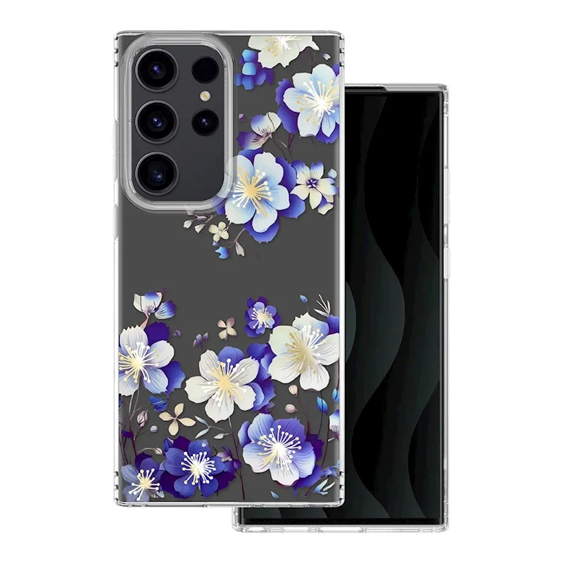 TFO Obrázkové puzdro silikónové Samsung Galaxy S23 Ulta Modré kvety