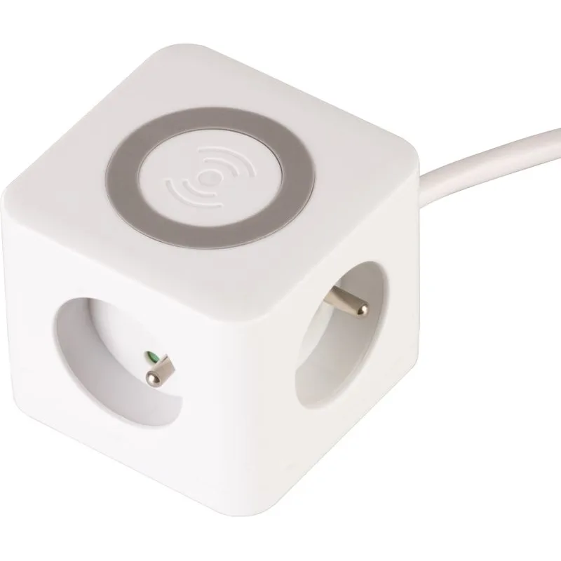 Predlžovací kábel Strend Pro, kocka, USB-C + A, bezdrôtové nabíjanie, 1,4 m