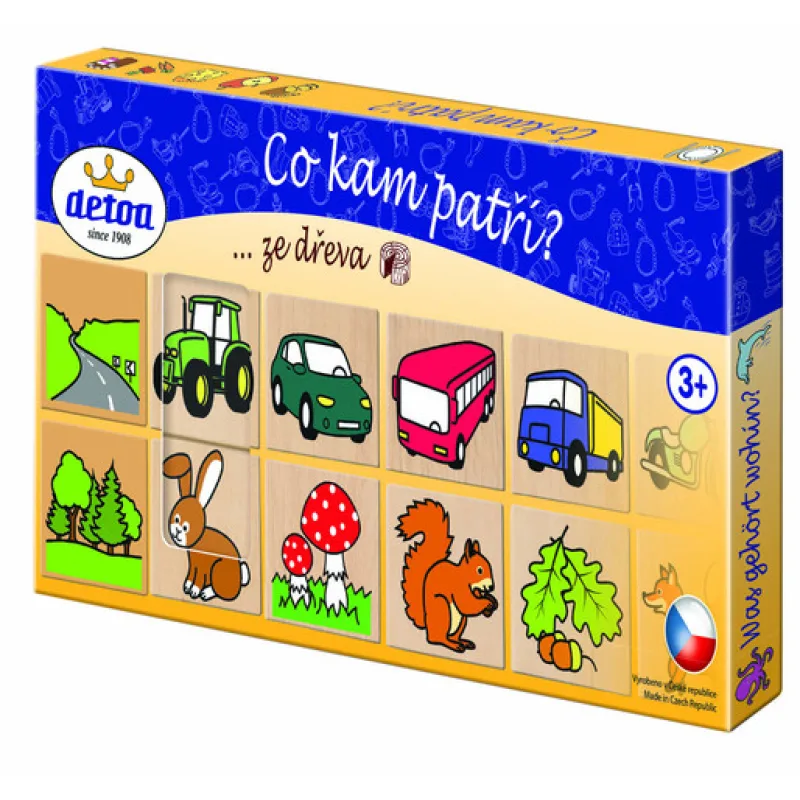 Detoa drevené puzzle - Čo kam patrí