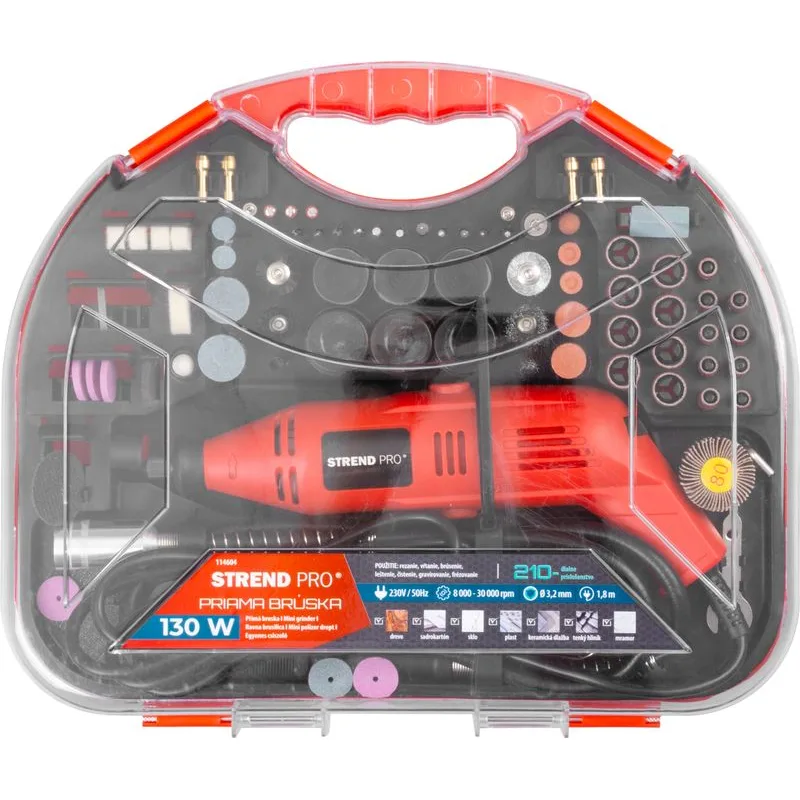 Brúska Strend Pro, mini, priama, vŕtanie a brúsenie, 130 W, s príslušenstvom