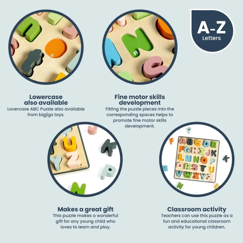 Drevené puzzle veľké písmená - ABC