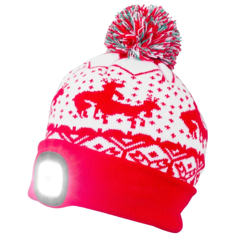 Detská čiapka s LED svetlom Xmas kid červená M, 4x SMD LED, USB nabíjanie