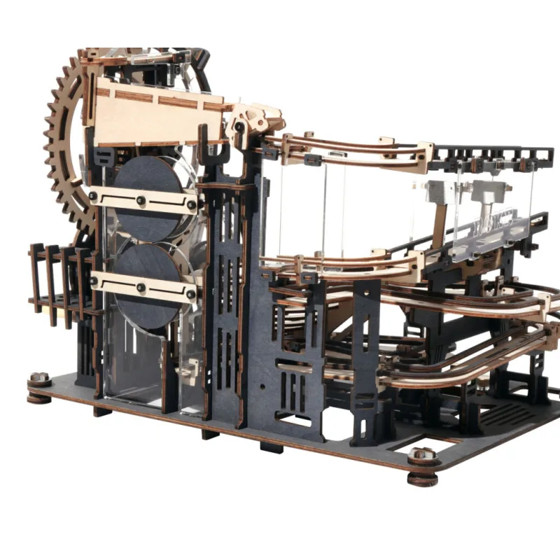 RoboTime Drevené 3D mechanické puzzle Guľôčkové dráhy Mesto prekážok 294 ks